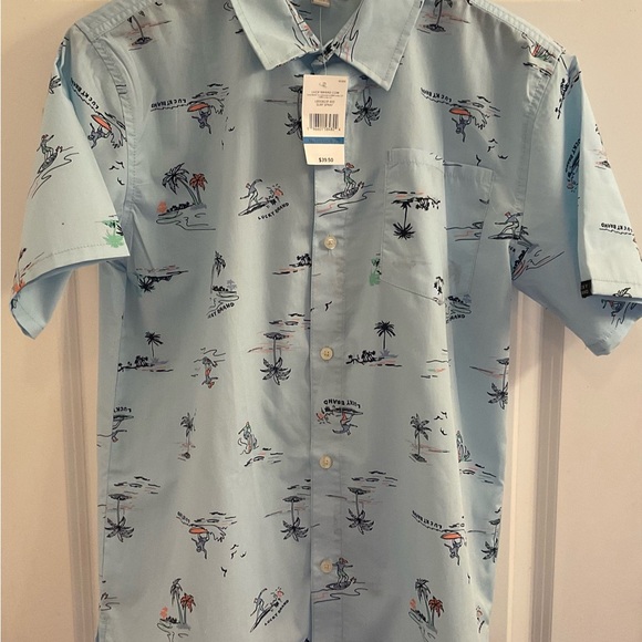 Lucky Brand Short Sleeve Button Down Shirt - Surf Spray - NWT - Boys XL 18/20 - Picture 3 of 12
